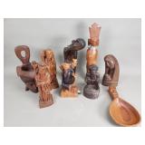 Group of carved wood figurines