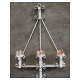 Vintage wrought iron 3-light candle sconce