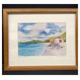 Framed and signed watercolor