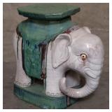 Vintage glazed pottery elephant garden stool