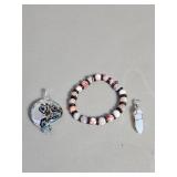 Millefiori glass pendant, opalite crystal