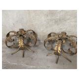Pair of Hollywood regency style metal floral bases