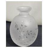 Etched crystal art glass ball vase