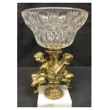 Vintage cut glass and gilt metal compote dish on