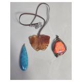 Carved carnelian butterfly necklace, amazonite