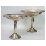Pair of sterling silver weighted base compotes
