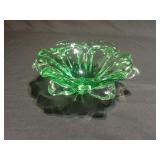 Vintage green art glass bowl