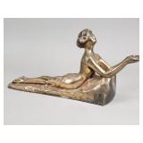 Art Deco nude speltzer figurial lamp base