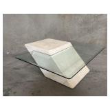 Fiberglass coffee table with glass insert