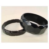 Pair of vintage black Bakelite bracelets