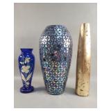 3 glass vases