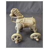 Antique bronze Trojan horse sculpture