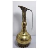 Vintage Indian pitcher with engraved floral motifs