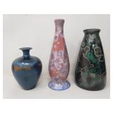 Three Jon Price ceramic vases