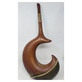 Carved wood Polynesian fish hook sculpture