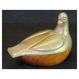 Walnut and brass dove trinket box