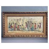 Textured print on panel of Ted DeGrazia 'Navajo