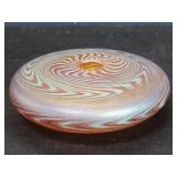 Signed hand blown art glass vase with p