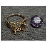 14k gold ring with purple topaz stone