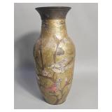 Vintage Indian enameled brass vase featuring a