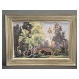 Vintage watercolor on rag paper mid-century