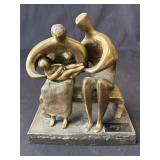 Vintage Henry Moore-style brass sculpture