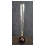 Milan Metalak style bud vase with clear and ruby