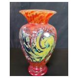 Signed Murano style hand blown glass vase