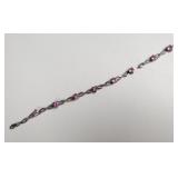 Sterling silver and pink topaz heart bracelet as