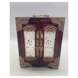Chinese brass accents and stone jewelry box