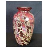 Signed hand blown art glass vase