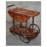 Vintage Italian marquetry tea cart