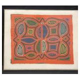 Framed vintage hand-stitched Kuna Mola textile