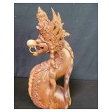 Vintage Balinese carved wood Naga dragon figure
