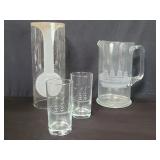 Hand engraved nautical style glass pitcher and