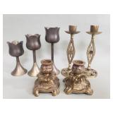 Collection of vintage brass candlesticks