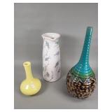 3 contemporary ceramic vases