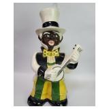 Black Americana ceramic banjo player decanter