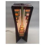 Mission-style stained glass table lamp