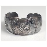 Vintage sterling silver embossed cuff bracelet
