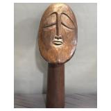 Large carved wood face bust