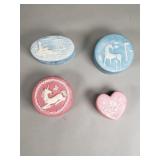 4 vintage incolay trinket boxes