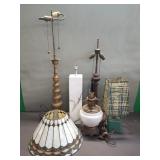Group of vintage lamps w/ 1 stain glass shade
