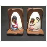 Ted DeGrazia bookends painted bisque porcelain