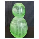 Vintage green  cut glass gourd shape vase