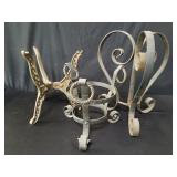 3 vintage iron brass