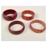4 vintage Bakelite bracelets