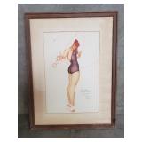 Signed George Petty "Petty Girl" pinup print