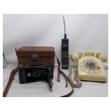 Box of vintage telephones, vintage keyston capri