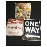 3 vintage metal street signs obsolete expired